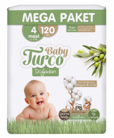 Baby Turco Diapers Dogadan Mega Pack No 4 120 pcs