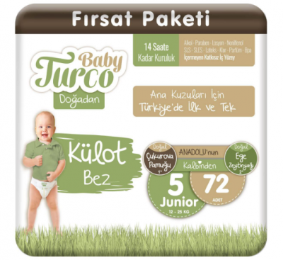 Baby Turco Panty Diaper Doğadan Advantage Package No 5 72 pcs