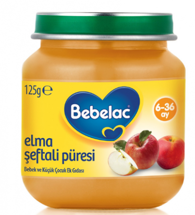 Bebelac Apple Peach Puree Baby Food  125 gr 
