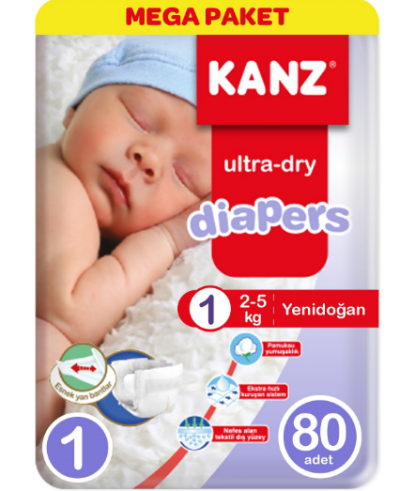 Kanz Diapers New Born Mega Pack No 1 80 pcs