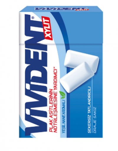 Vivident Xylit Green Mint Flavored Gum  22 gr
